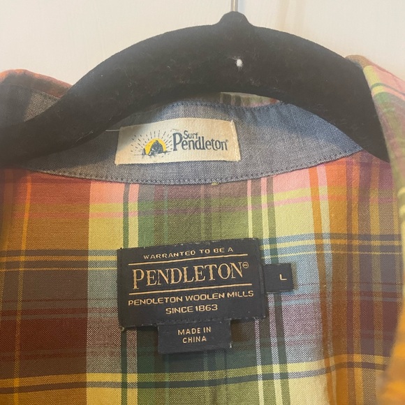 🔥 Pendleton 🔥 madras plaid button up shirt size L - Picture 2 of 3